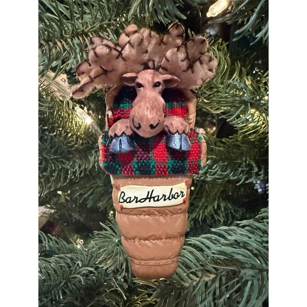 Vintage Bar Harbor Maine Moose‎ Ornament Lodge Cabin Christmas Souvenir